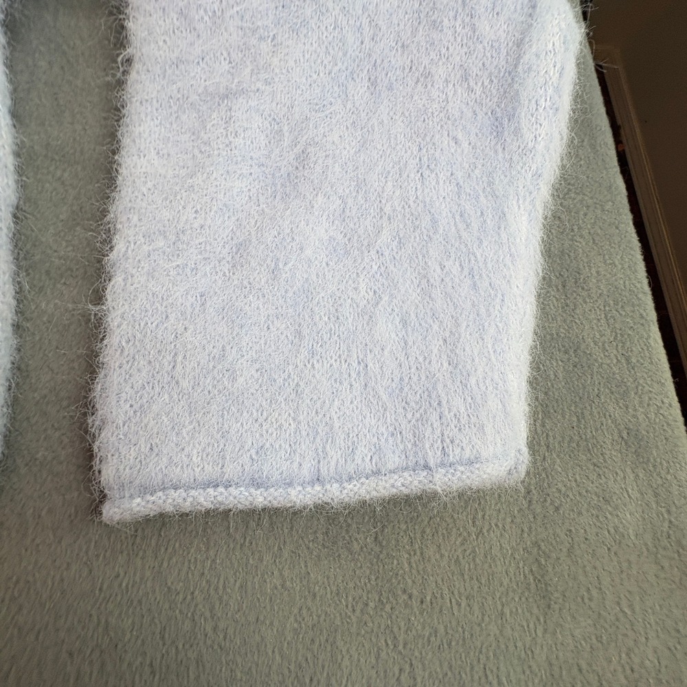 Wild Fable Womens Fuzzy Full Zip Mock Neck Sweater Light Blue XL New - Picture 3 of 9